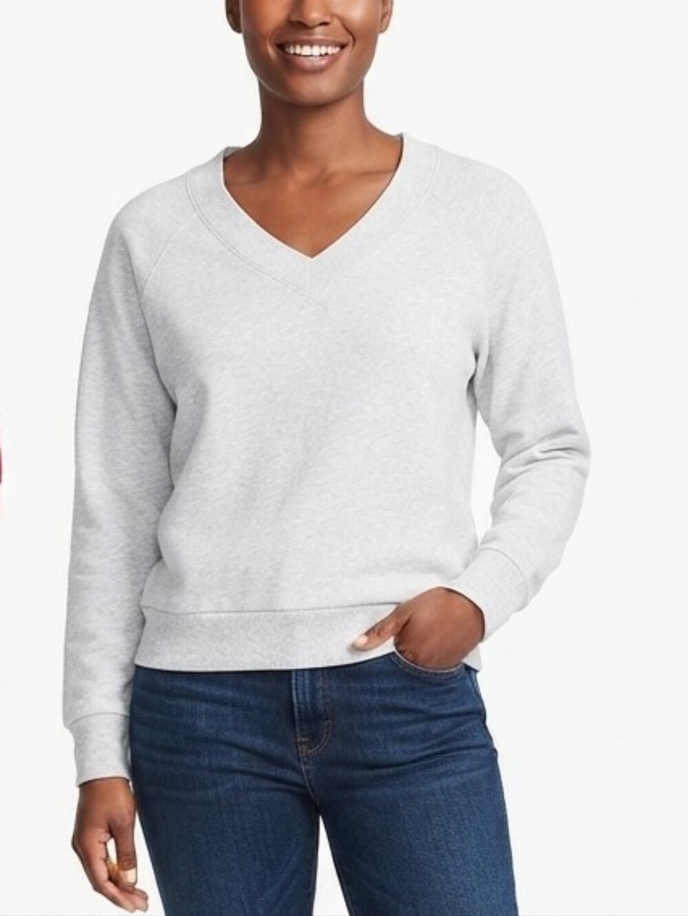 Universal Thread Light Gray V-Neck Pullover Sweatshirt